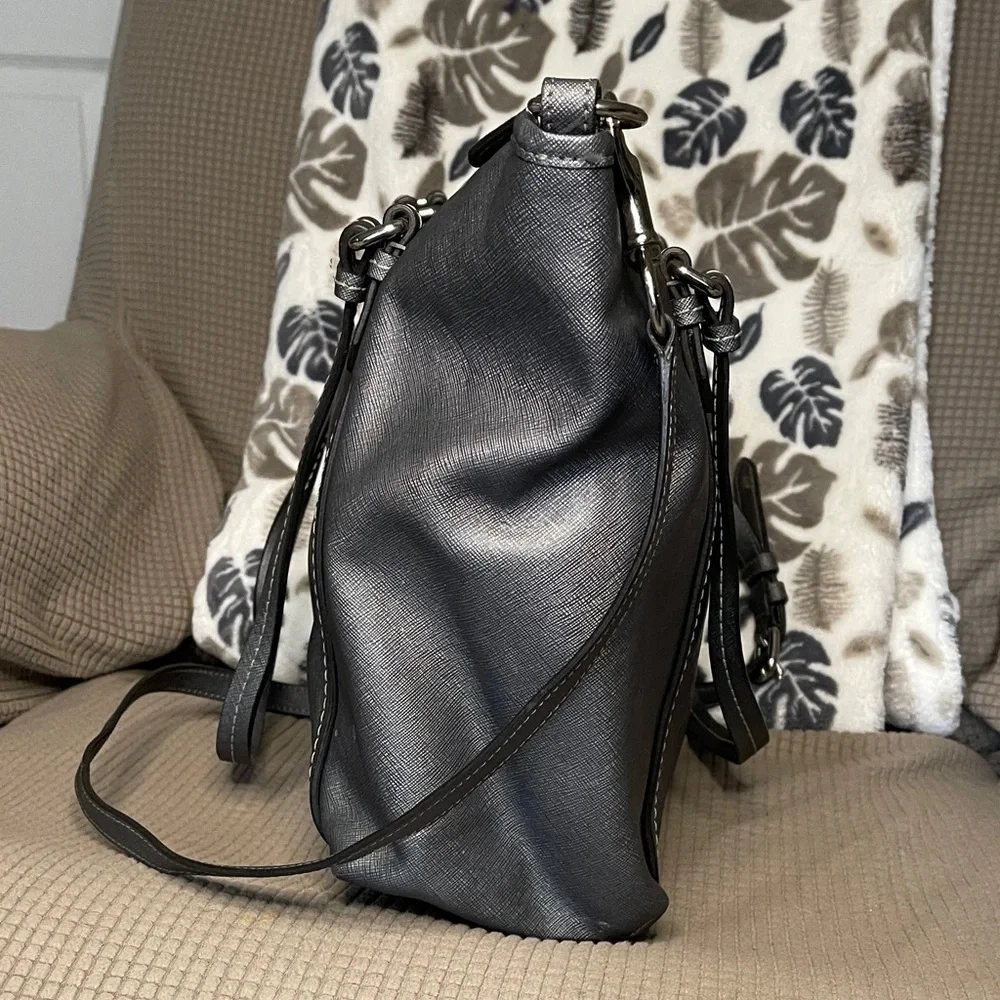 Coach Grace Dark Gray Metallic Leather Tote No: H1305-F25007